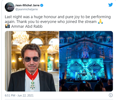 Jean-Michel Jarre gavo garbingiausią Prancūzijos apdovanojimą ir surengė įspūdingą koncertą prie Prezidento rūmų (+ video)